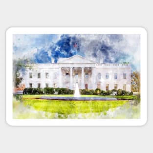 The White House in Washington DC Watercolor - 01 Sticker